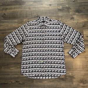 14th & Union Mens L/G Long Sleeves Oxford Shirt ButtonUp Gingham Plaid Geometric